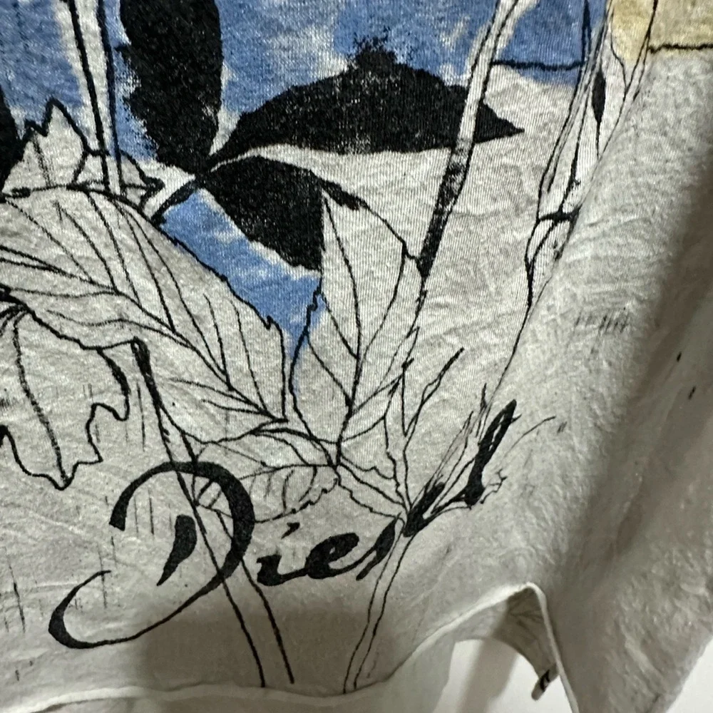 DIESEL GREY SOFT FLORAL/LANDSCAPES COLOUR PRINT LONG SCARF 19×85 INCHES